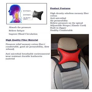 Premium Dolphin Neck Rest Neck Supporters Pillow Cushion for All Cars - red